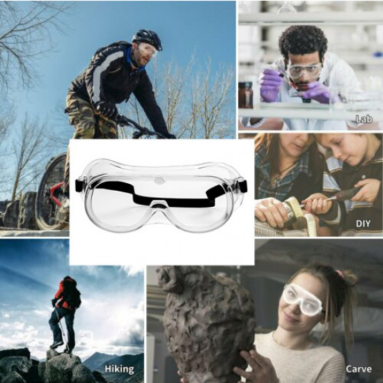 Glass Goggles Work Lab Eye Protection Transparent Adjustable Headband