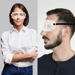 Glass Goggles Work Lab Eye Protection Transparent Adjustable Headband