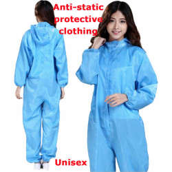 Blue Reusable Isolation Gown Protective Overall Coverall Suit Safety Hooded Workwear