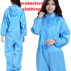 Blue Reusable Isolation Gown Protective Overall Coverall Suit Safety Hooded Workwear